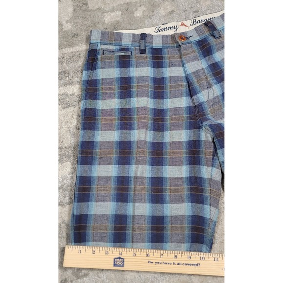 Tommy Bahama Make Life One Long Weekend Linen Blend Plaid Men's Shorts Sz 32x10 - Picture 2 of 8